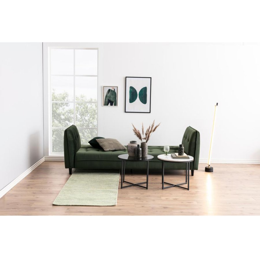 ACT NORDIC Cross sidebord, rundt - rkt glass og sort metall (55)