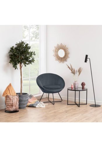 ACT NORDIC Cross sidebord, rundt - rkt glass og sort metall (55)