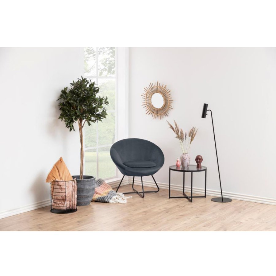 ACT NORDIC Cross sidebord, rundt - rkt glass og sort metall (55)