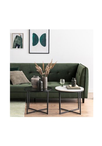 ACT NORDIC Cross sidebord, rundt - rkt glass og sort metall (55)