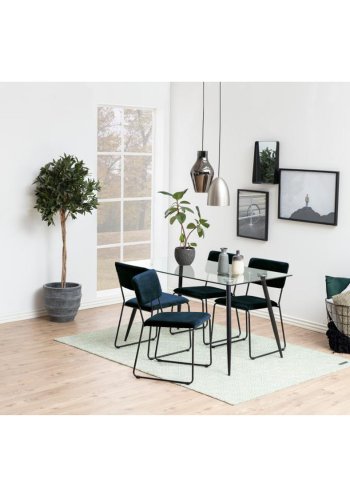 ACT NORDIC Cornelia spisebordstol - bl polyester og sort metall