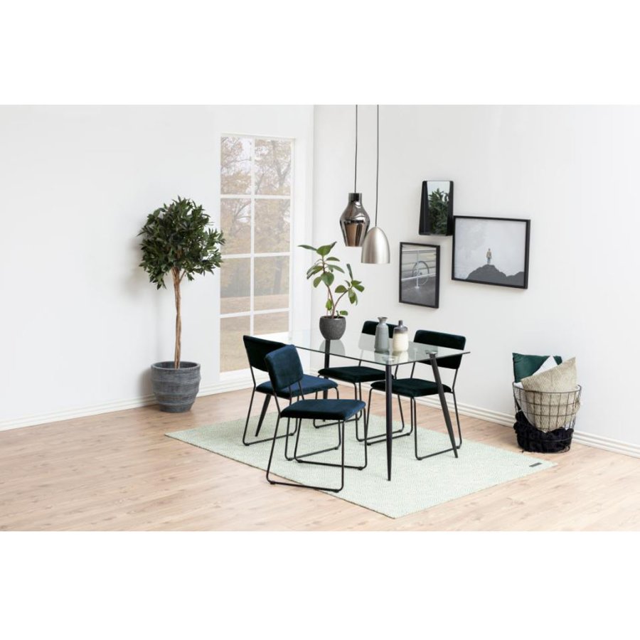 ACT NORDIC Cornelia spisebordstol - bl polyester og sort metall