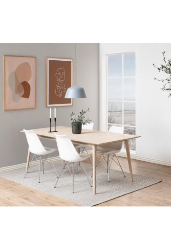 ACT NORDIC Eris spisebordsstol - hvid plastik, hvid PU og krom metal