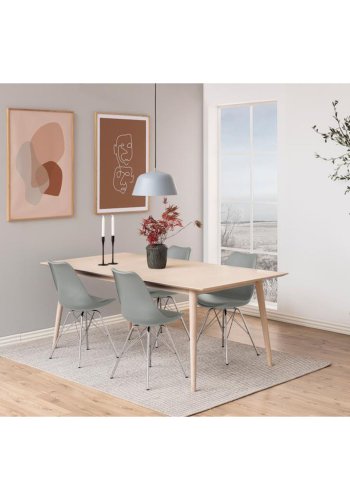 ACT NORDIC Eris Esszimmerstuhl - grauer Kunststoff, graues PU und Chrommetall