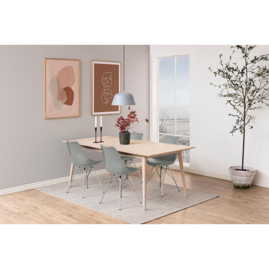 ACT NORDIC Eris Esszimmerstuhl - grauer Kunststoff, graues PU und Chrommetall