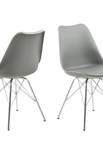 ACT NORDIC Eris Esszimmerstuhl - grauer Kunststoff, graues PU und Chrommetall
