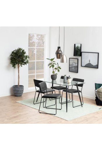 ACT NORDIC Cornelia spisebordstol - mrkegr polyester og sort metall