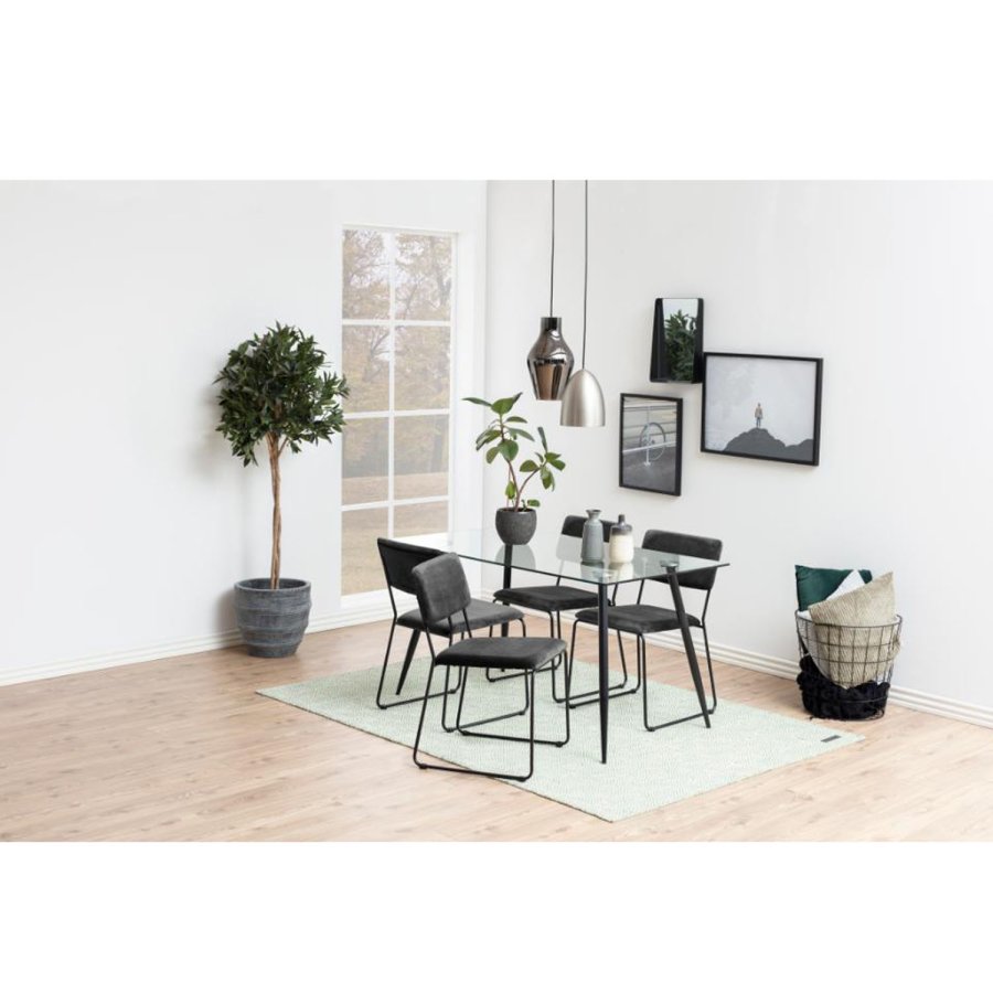 ACT NORDIC Cornelia spisebordstol - mrkegr polyester og sort metall