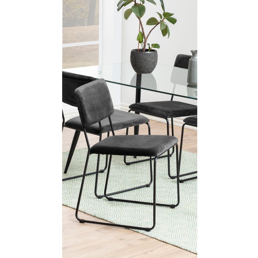 ACT NORDIC Cornelia spisebordstol - mrkegr polyester og sort metall