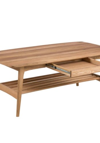 ACT NORDIC Emma sofabord, m. 1 hylde og 1 skuffe - natur egefinér og eg (130x70)