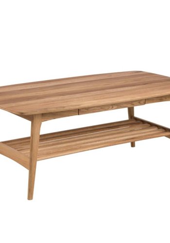 ACT NORDIC Emma sofabord, m. 1 hylde og 1 skuffe - natur egefinér og eg (130x70)