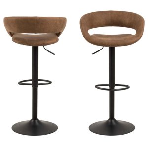 ACT NORDIC Grace barpall, med ryggstd, armstd och fotstd - ljusbrun polyester och svart metall