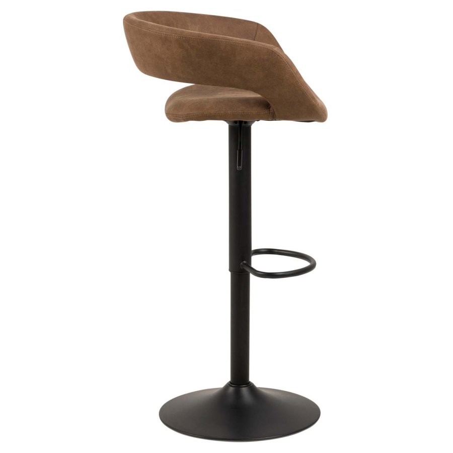 ACT NORDIC Grace barstol, m. rygln, armln og fodsttte - lysebrun polyester og sort metal