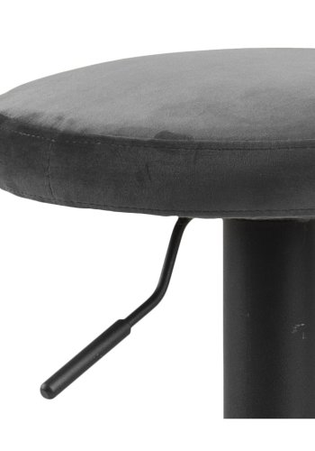 ACT NORDIC Finch Barhocker mit Trompetenfuß und Fußstütze – dunkelgrauer Stoff und schwarzes Metall 