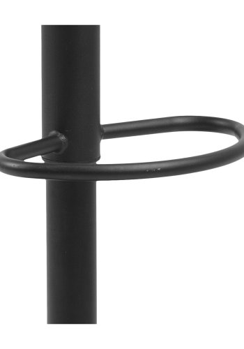 ACT NORDIC Finch Barhocker mit Trompetenfuß und Fußstütze – dunkelgrauer Stoff und schwarzes Metall 