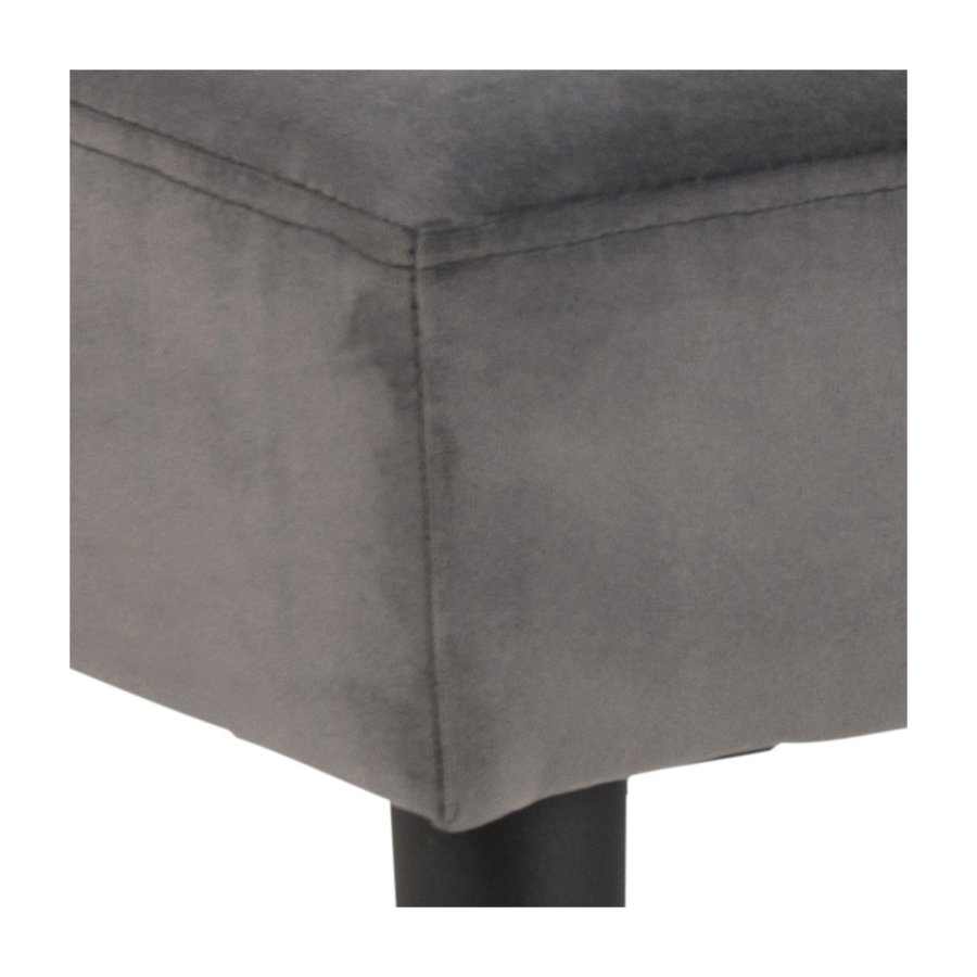 ACT NORDIC Rectangular Glory benk med special syning - mrkegrtt stoff og svart metall (95x38)