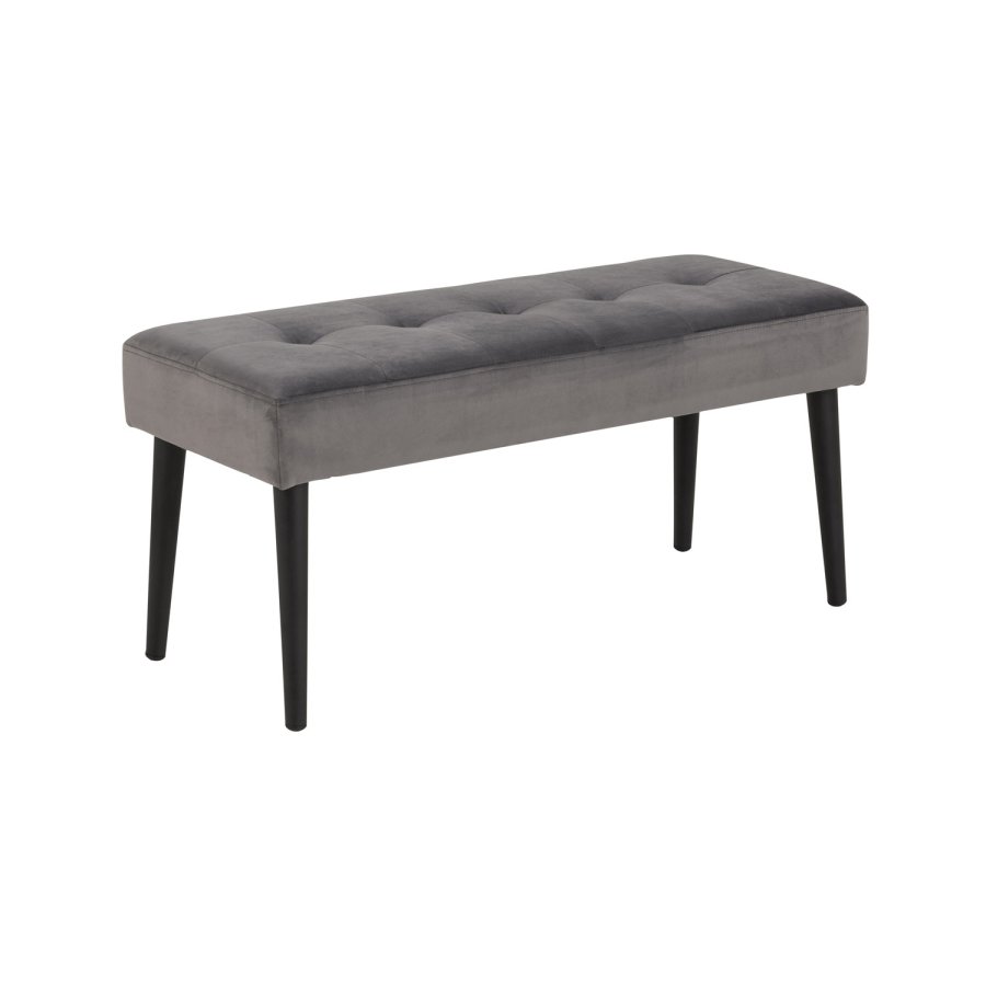 ACT NORDIC Rectangular Glory benk med special syning - mrkegrtt stoff og svart metall (95x38)