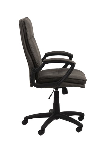 ACT NORDIC Brad skrivebordsstol m. armln og hjul - antracitgr stof og sort nylon 