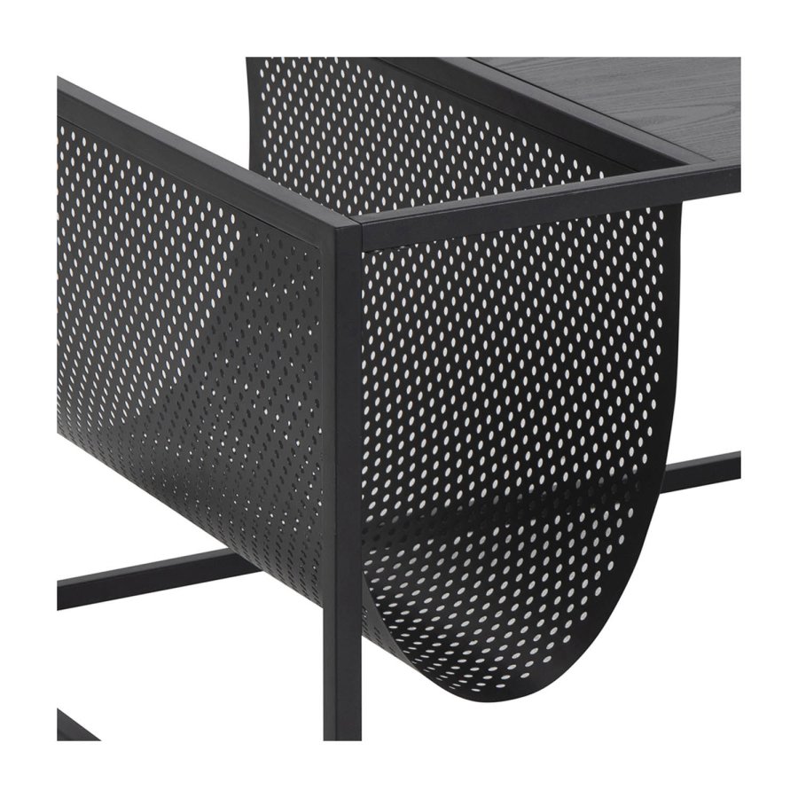 ACT NORDIC Rechteckiger Seaford Couchtisch mit Zeitschriftenhalter – schwarzes Melamin und Metall (110x60)