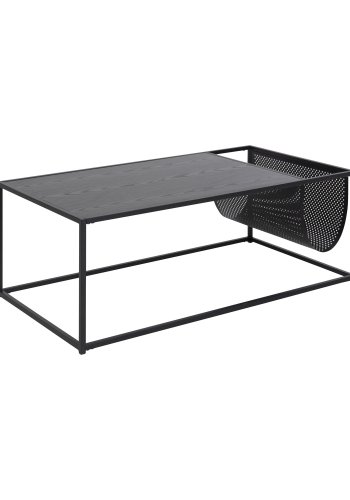 ACT NORDIC Rechteckiger Seaford Couchtisch mit Zeitschriftenhalter – schwarzes Melamin und Metall (110x60)