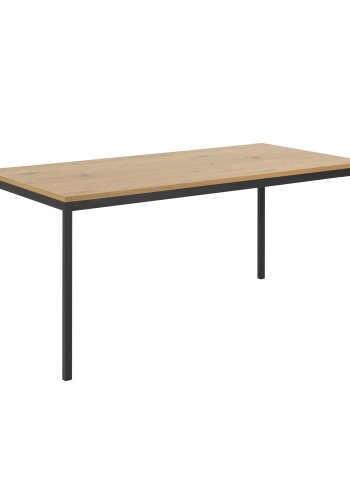 ACT NORDIC Rektangulr Seaford spisebord - natur melamin vildeg og sort metal (160x80)