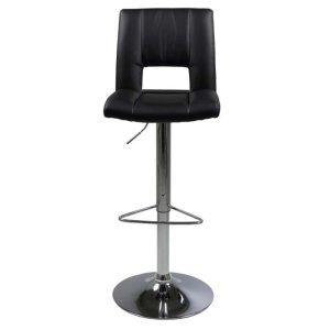ACT NORDIC Sylvia Barhocker, mit R�ckenlehne und Fu�st�tze � schwarzes PU und verchromtes Metall