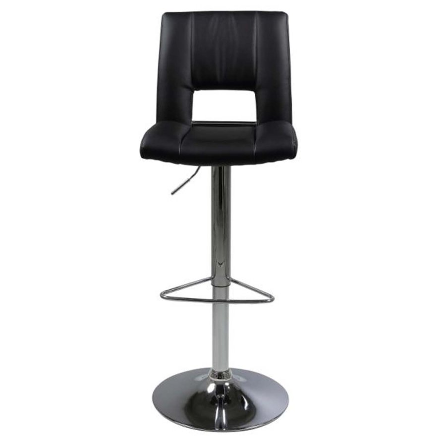 ACT NORDIC Sylvia Barhocker, mit R�ckenlehne und Fu�st�tze � schwarzes PU und verchromtes Metall