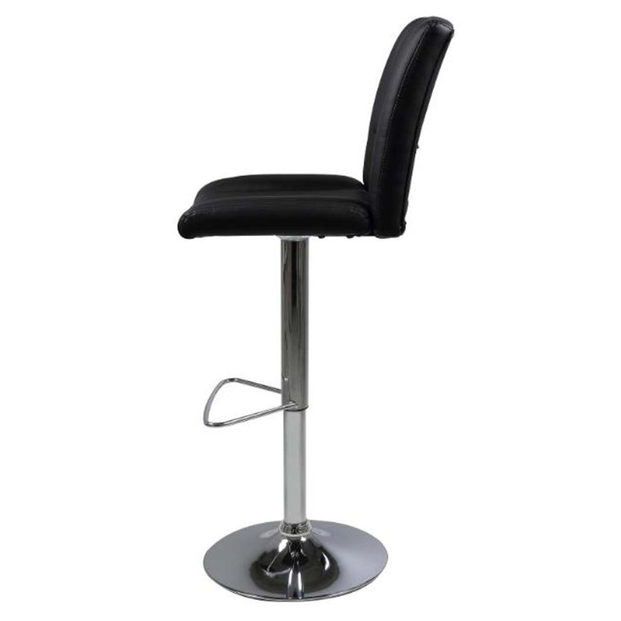 ACT NORDIC Sylvia Barhocker, mit R�ckenlehne und Fu�st�tze � schwarzes PU und verchromtes Metall