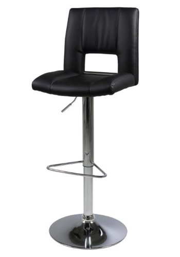 ACT NORDIC Sylvia Barhocker, mit R�ckenlehne und Fu�st�tze � schwarzes PU und verchromtes Metall