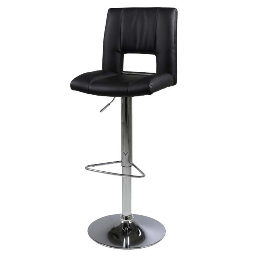ACT NORDIC Sylvia Barhocker, mit R�ckenlehne und Fu�st�tze � schwarzes PU und verchromtes Metall