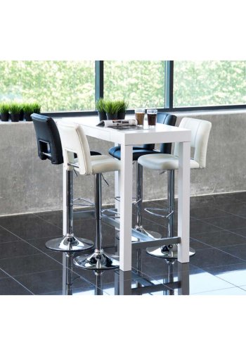 ACT NORDIC Sylvia Barhocker, mit R�ckenlehne und Fu�st�tze � schwarzes PU und verchromtes Metall