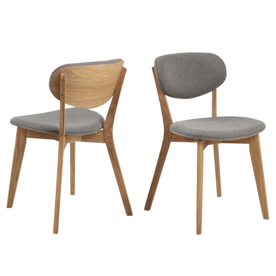 ACT NORDIC Minsk Esszimmerstuhl - hellgraues Polyester und natürliche Eiche