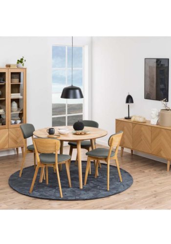 ACT NORDIC Minsk Esszimmerstuhl - hellgraues Polyester und natürliche Eiche