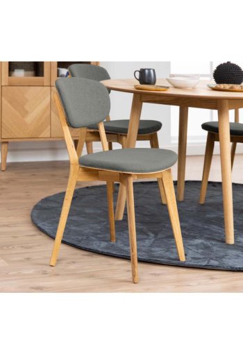 ACT NORDIC Minsk Esszimmerstuhl - hellgraues Polyester und natürliche Eiche