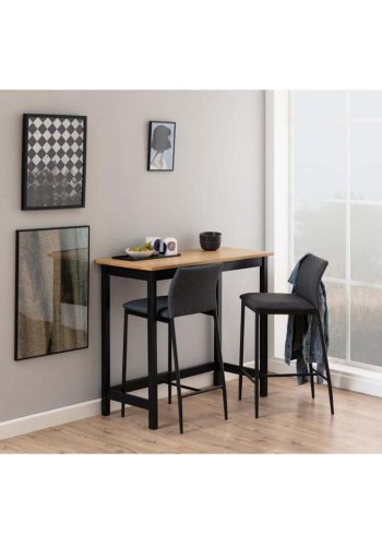 ACT NORDIC Demina benkestol, med rygg og fotsttte - grtt stoff og sort metall