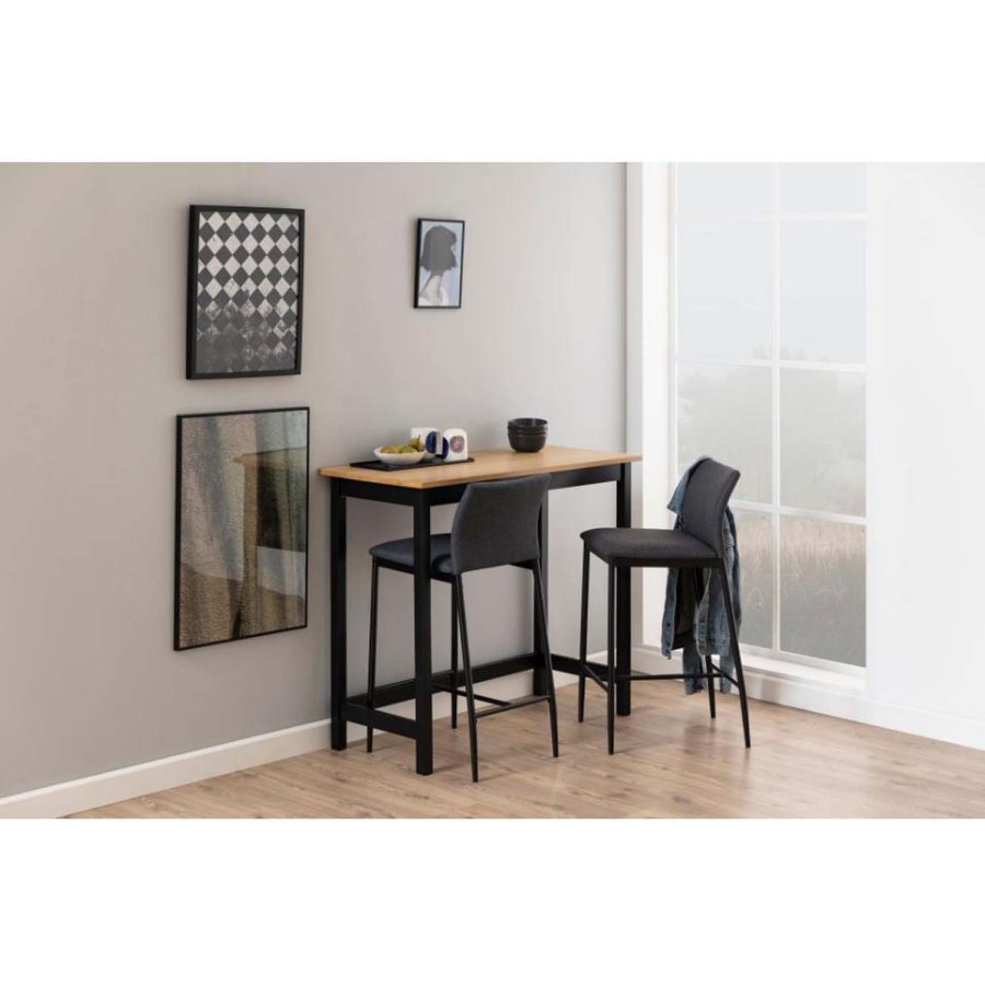 ACT NORDIC Demina benkestol, med rygg og fotsttte - grtt stoff og sort metall