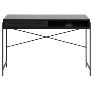 ACT NORDIC Angus skrivbord, med skjutdörr - svart melamin och svart metall (110x50)
