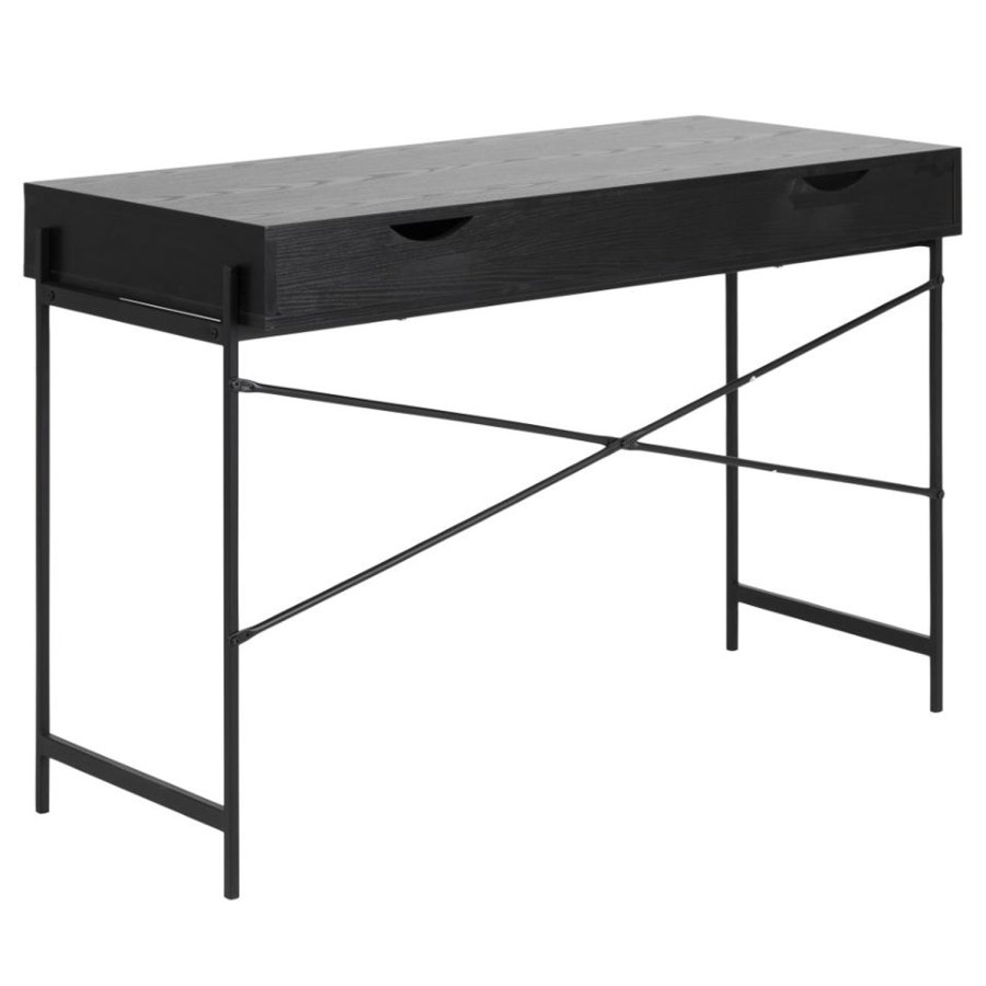 Act Nordic Angus skrivebord, m. skydelge - sort melamin og sort metal (110x50)