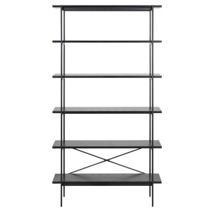 ACT NORDIC Angus reol, m. 5 hylder - sort melamin og sort metal(H:172cm x94cm x 27cm)