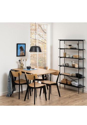 ACT NORDIC Angus reol, m. 5 hylder - sort melamin og sort metal(H:172cm x94cm x 27cm)