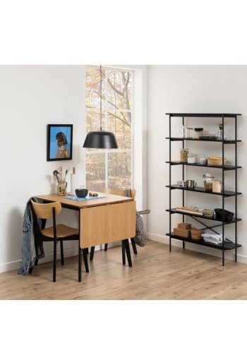 ACT NORDIC Angus reol, m. 5 hylder - sort melamin og sort metal(H:172cm x94cm x 27cm)