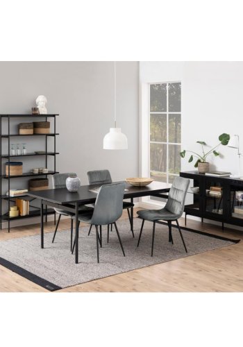 ACT NORDIC Angus reol, m. 5 hylder - sort melamin og sort metal(H:172cm x94cm x 27cm)