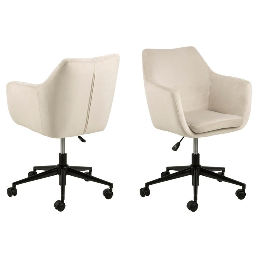 ACT NORDIC Nora skrivebordsstol, m. armln - sand polyester og sort metal
