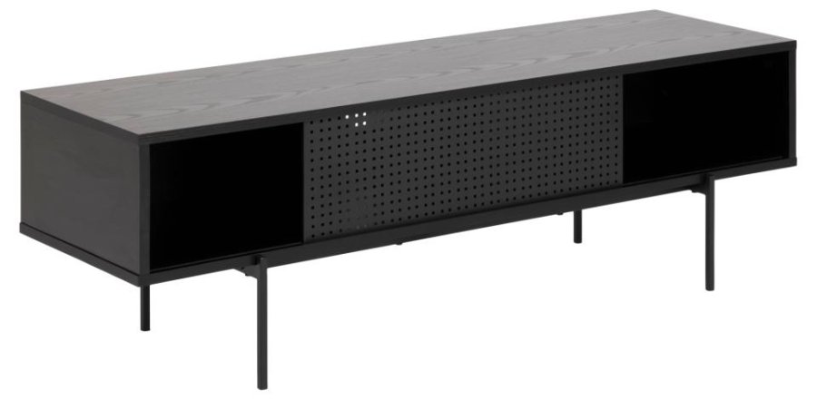 ACT NORDIC Angus TV-bord, m. 1 skyvedr - svart ask melamin og svart metall (140x40)