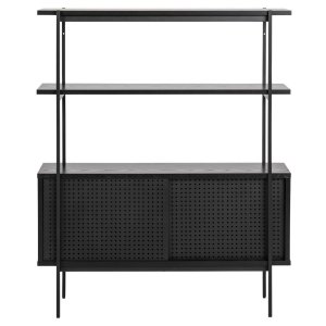 ACT NORDIC Angus reol, m. 2 skydelger - sort melamin og sort metal(H:113,8cm x94cm x 27cm)