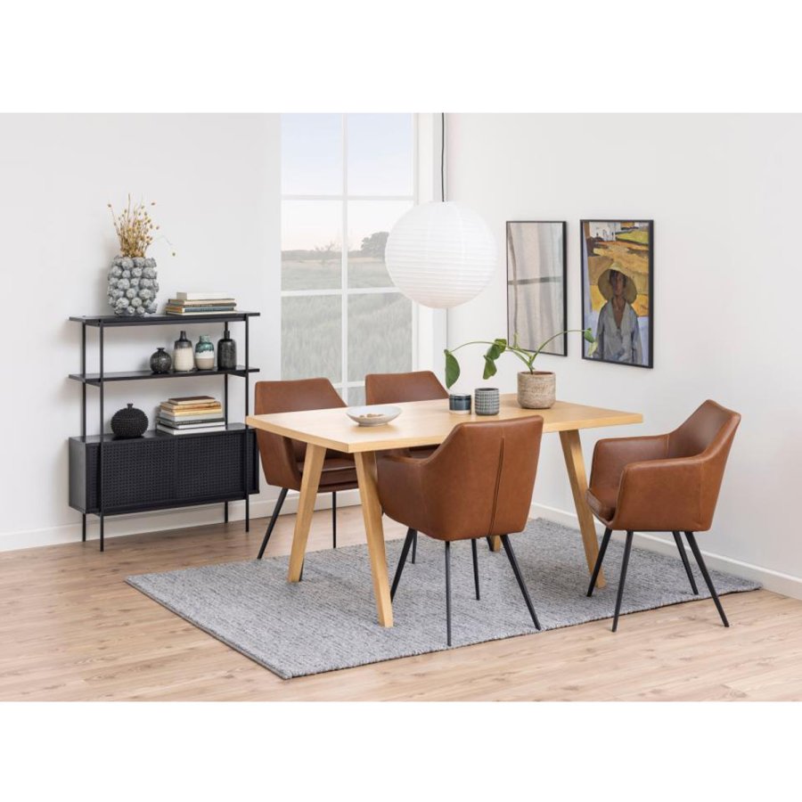 ACT NORDIC Angus reol, m. 2 skydelger - sort melamin og sort metal(H:113,8cm x94cm x 27cm)