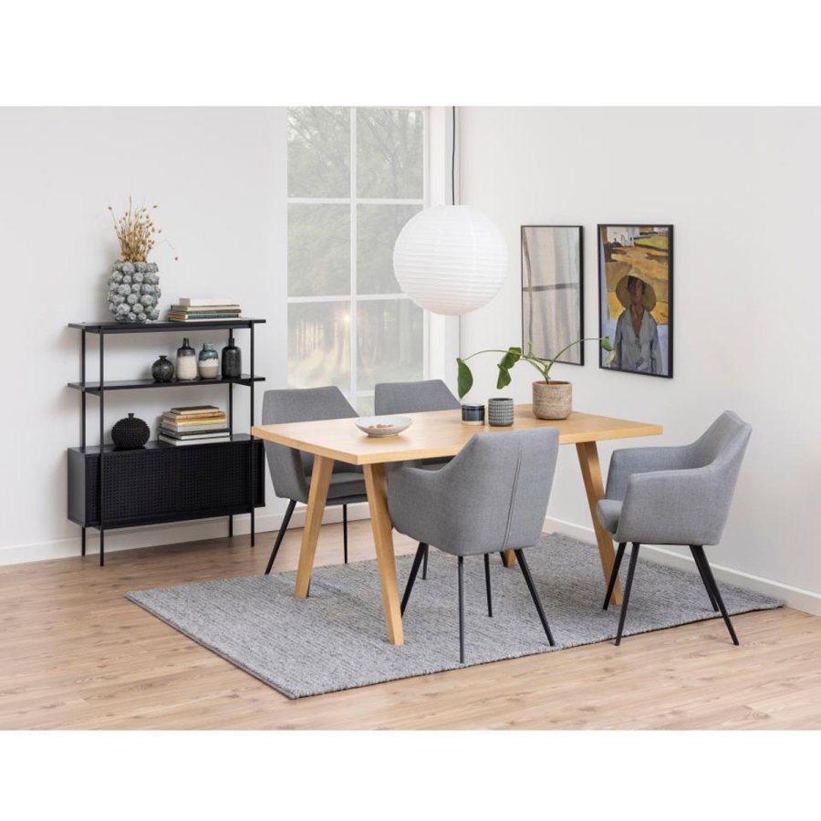 ACT NORDIC Angus reol, m. 2 skydelger - sort melamin og sort metal(H:113,8cm x94cm x 27cm)