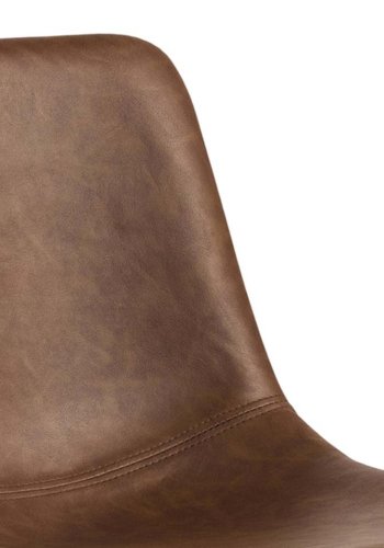 ACT NORDIC Oregon Barhocker, mit Rückenlehne und Fußstütze – Cognac-PU und schwarzes Metall