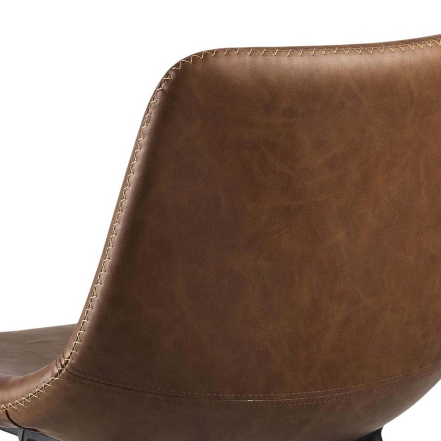 ACT NORDIC Oregon Barhocker, mit Rückenlehne und Fußstütze – Cognac-PU und schwarzes Metall