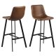 ACT NORDIC Oregon Barhocker, mit Rückenlehne und Fußstütze – Cognac-PU und schwarzes Metall